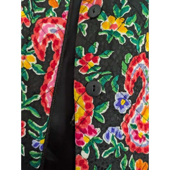 Maggy London Paisley Print Quilted SILK Jacket Size 8 Vintage - Picture 5 of 6